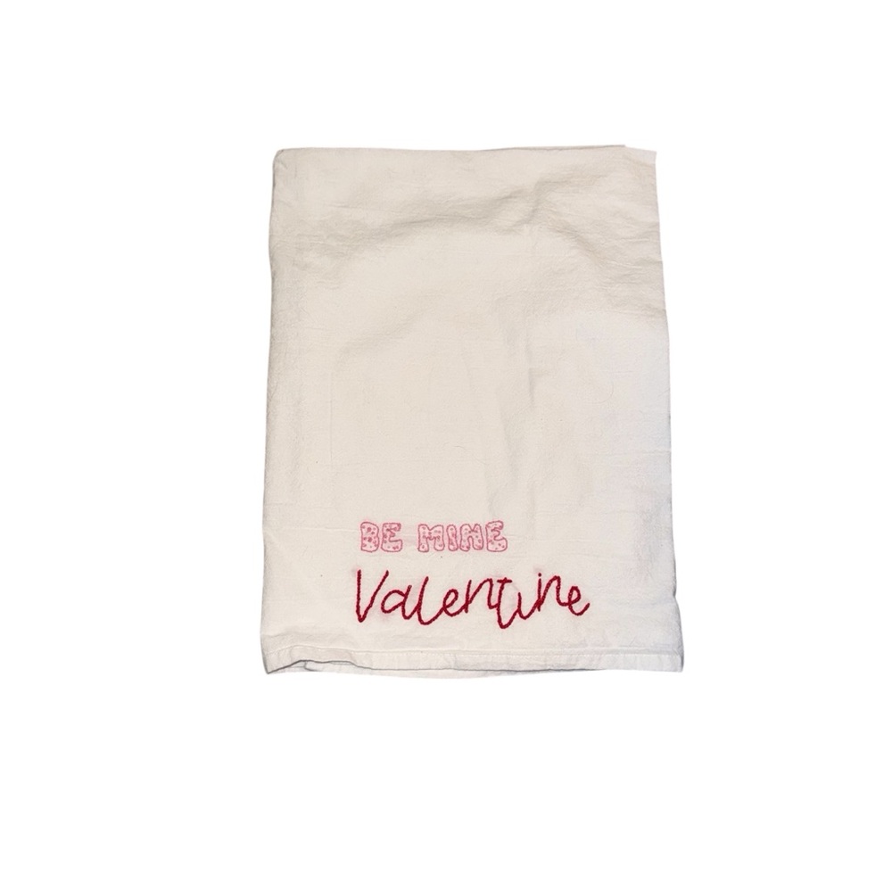 Hand Embroidered Valentine's Day Kitchen Towel